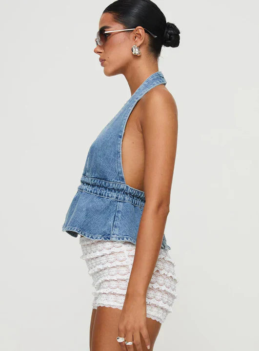 Maya | Halter Denim Top
