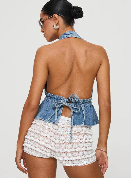 Maya | Halter Denim Top