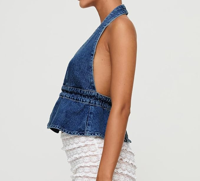 Maya | Halter Denim Top